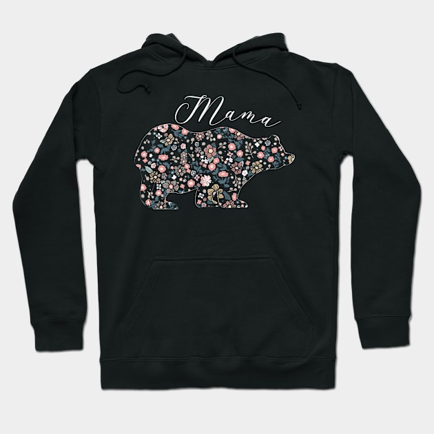 Mama Bear Floral Mom Graphic Design Hoodie by Ligret